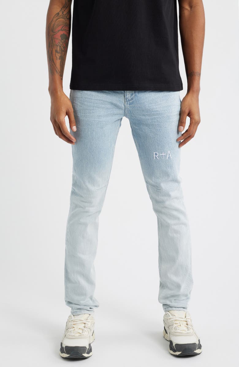 RtA Bryant Gradient Skinny Jeans, Main, color, Light Wash