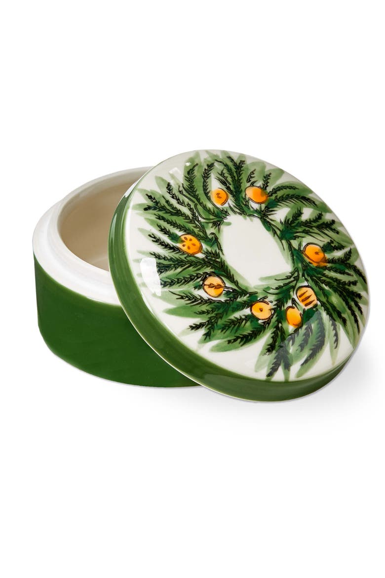 Citrus Grove Ceramic Trinket Dish - Green Decorative Tray, Main, color, Green