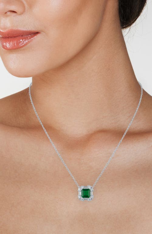 Cz By Kenneth Jay Lane Asscher Cut Cubic Zirconia Halo Pendant Necklace In Metallic
