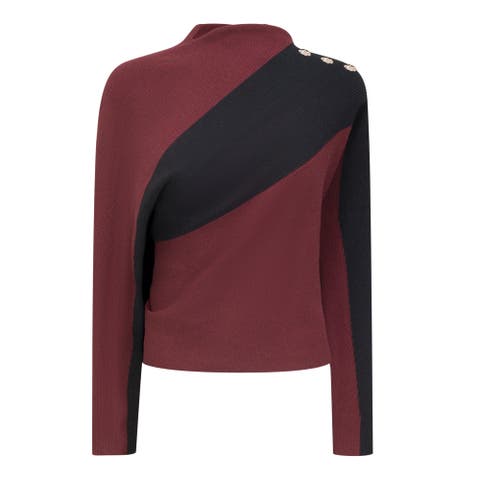 Contrast Button Shoulder Knit Sweater