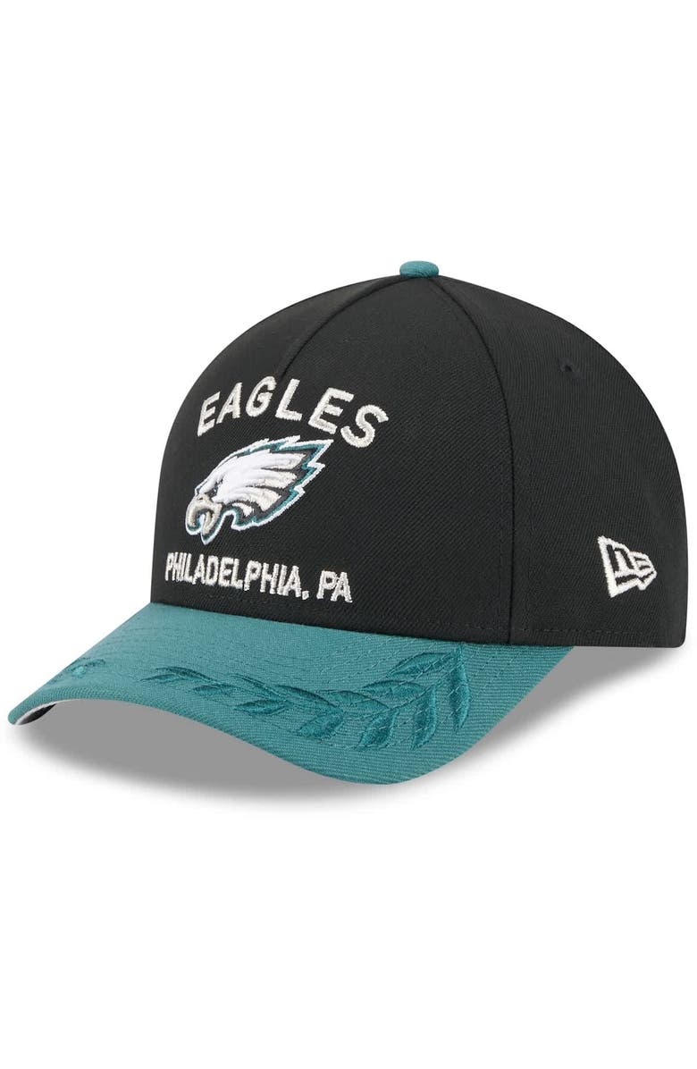 New Era Men's New Era Black/Midnight Green Philadelphia Eagles 2025 NFL Draft 9FORTY A-Frame M-Crown Adjustable Hat, Main, color, Black