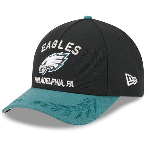 Men's New Era Black/Midnight Green Philadelphia Eagles 2025 NFL Draft 9FORTY A-Frame M-Crown Adjustable Hat