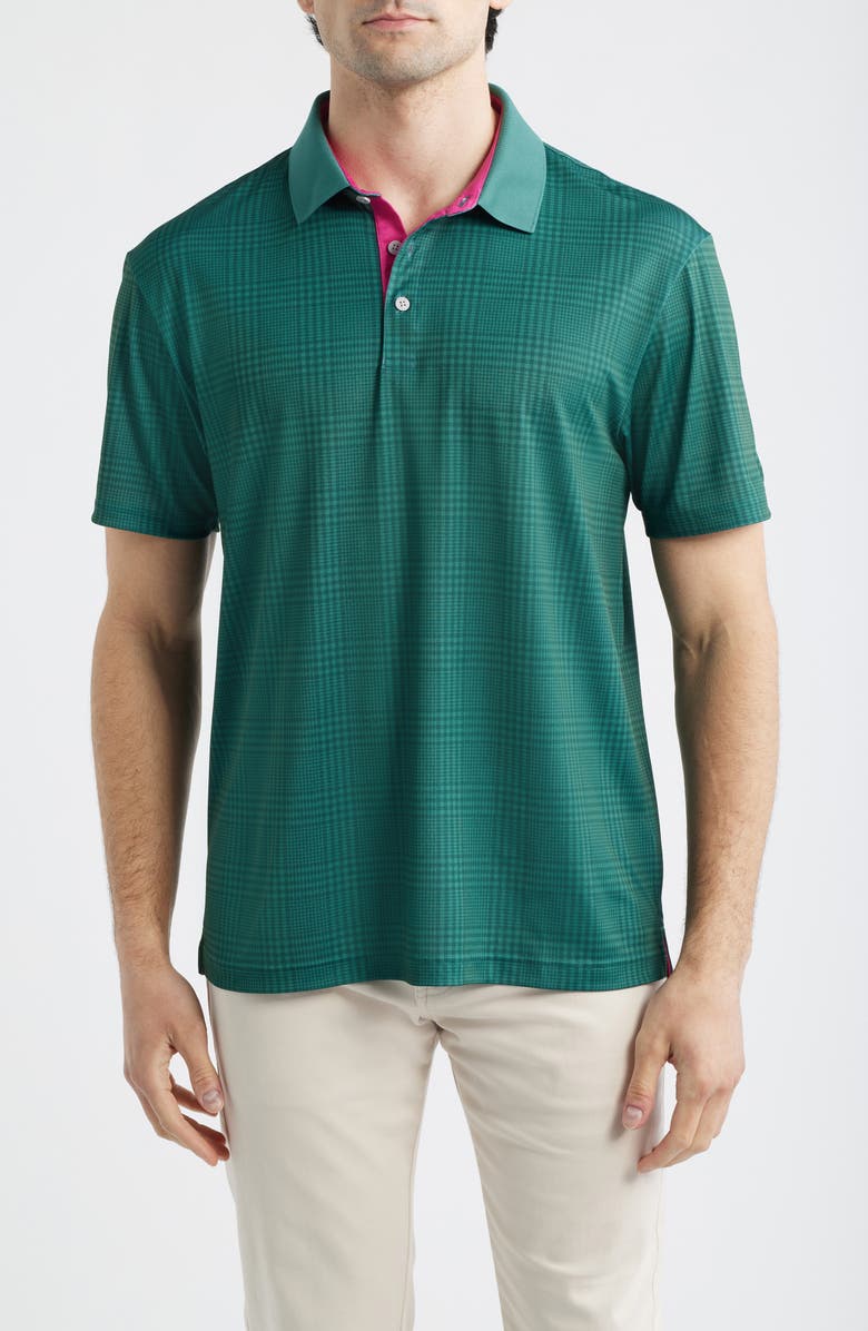 Swannies Bobby Check Performance Golf Polo, Main, color, Forest
