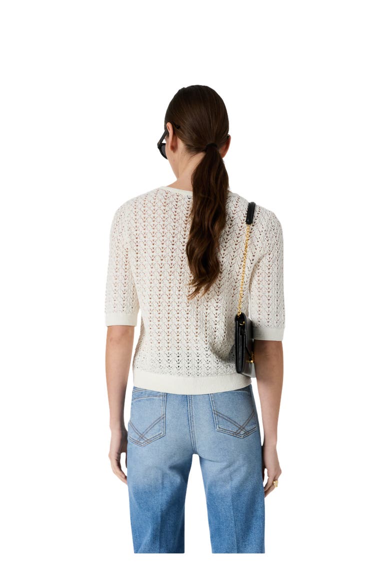 Lazare Keyhole Neck Crochet Knit Sweater, Alternate, color, Ecru