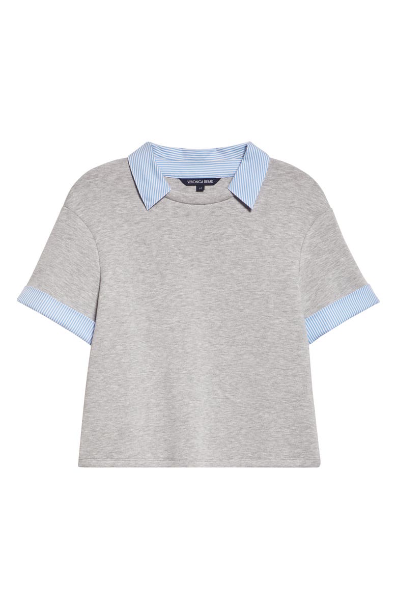 Veronica Beard Stuyvesant Mixed Media Top, Alternate, color, Light Heather Grey