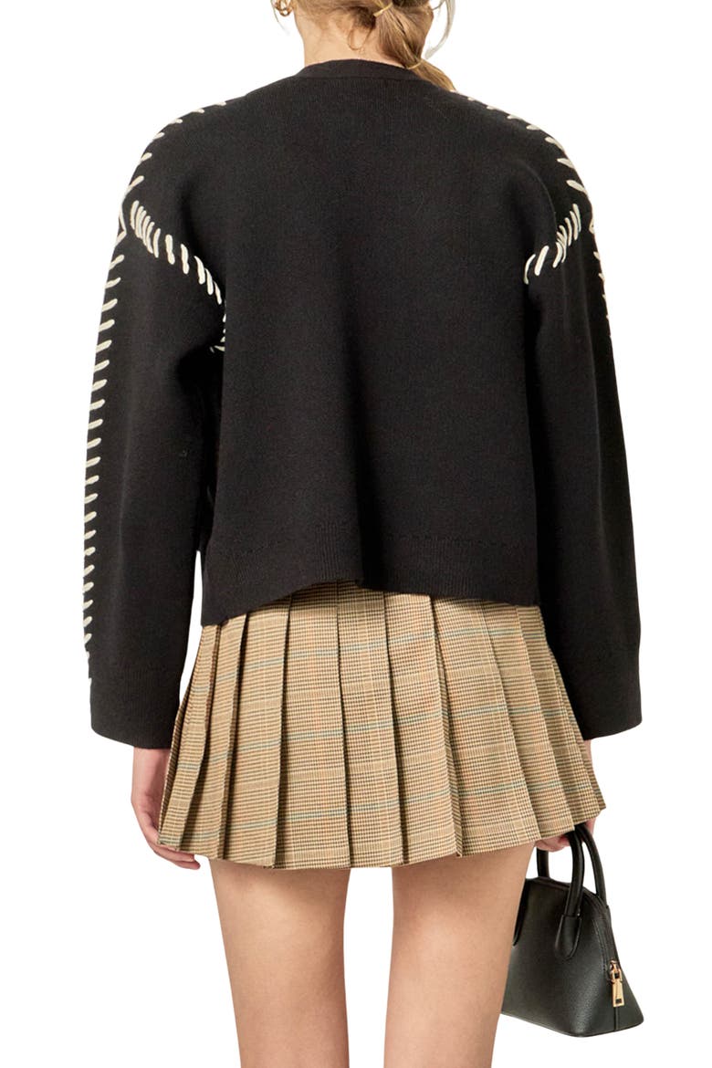 Whipstitch Cardigan, Main, color, BLACK/ WHITE