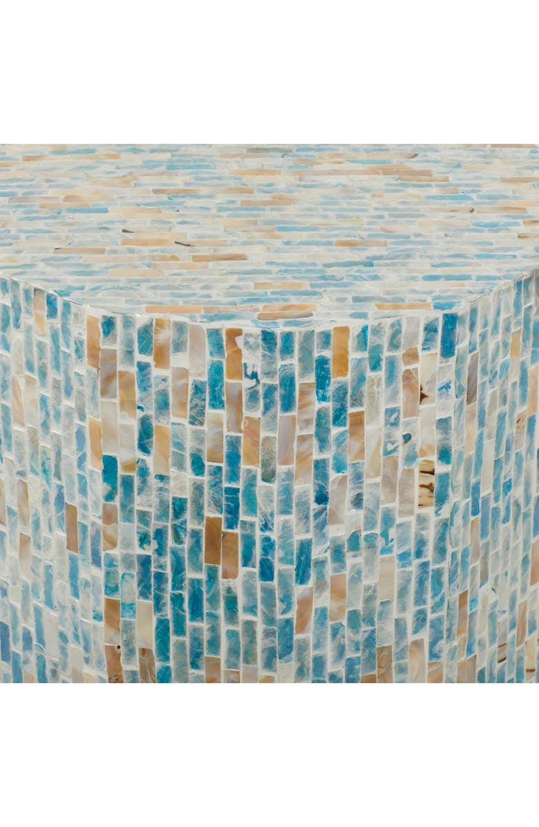 GINGER BIRCH STUDIO Blue Mother of Pearl Contemporary Accent Table, Alternate, color, 