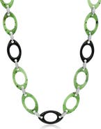 Fred Leighton Green Nephrite, Black Jade & Diamond Openwork Long Necklace