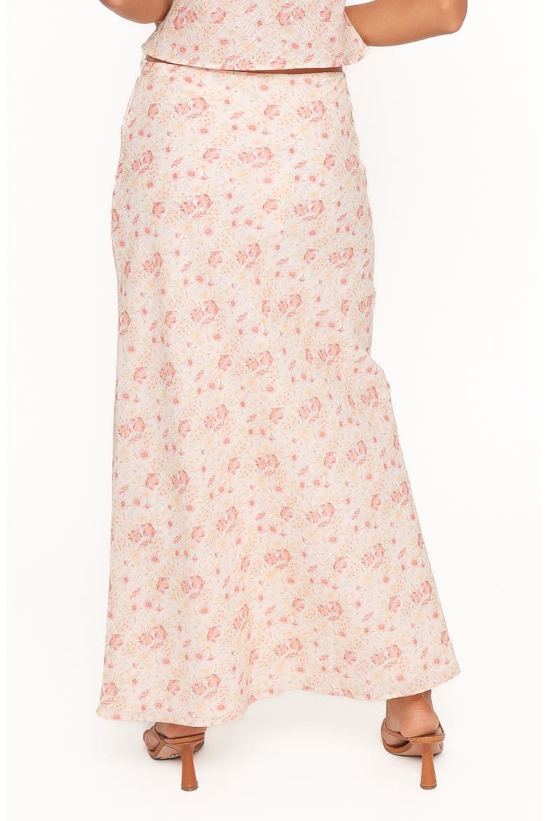 Giarda Floral Print Crinkle Linen Blend Maxi Skirt, Alternate, color, PEACH DITSY FLORAL