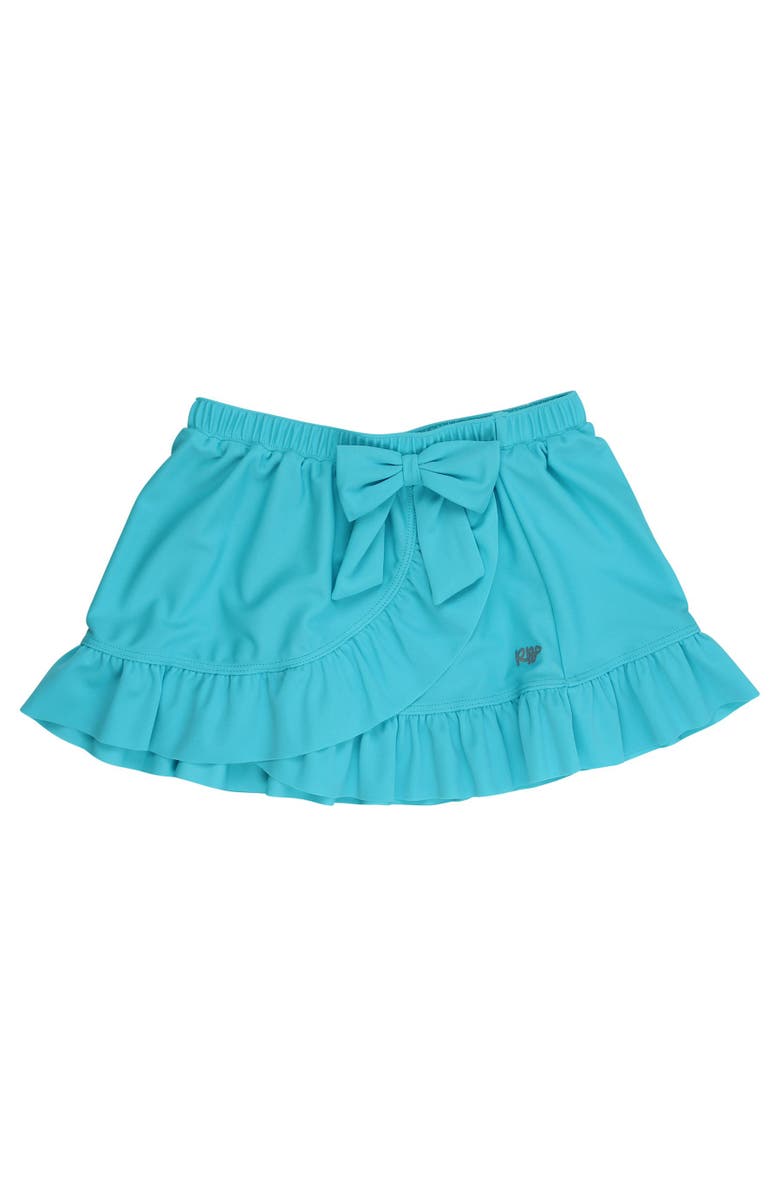 RuffleButts Swim Bow Skirt Cover-Up, Main, color, Bright Aqua