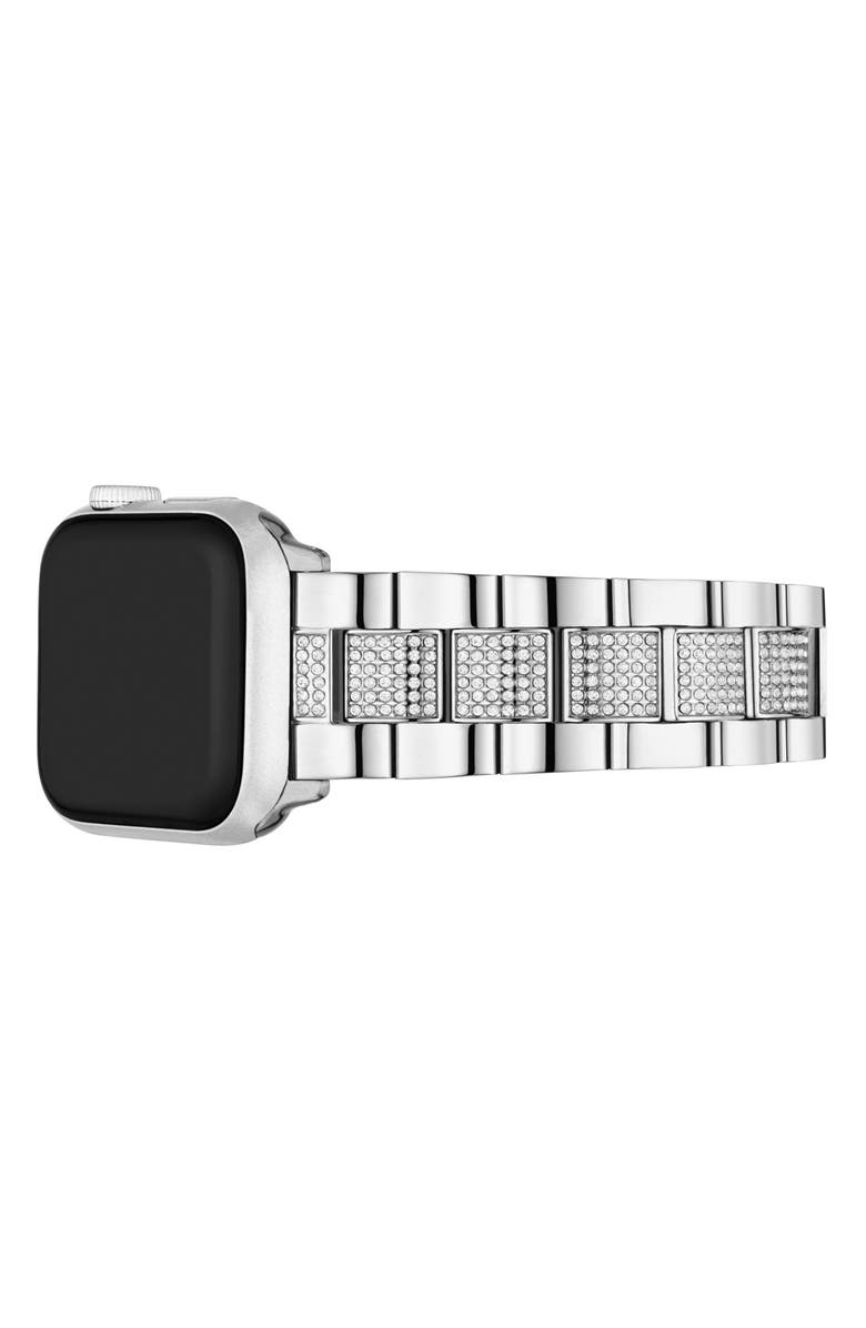 Michael Kors Pavé Inset Silvertone 20mm Apple Watch<sup>®</sup> Bracelet Watchband, Alternate, color,