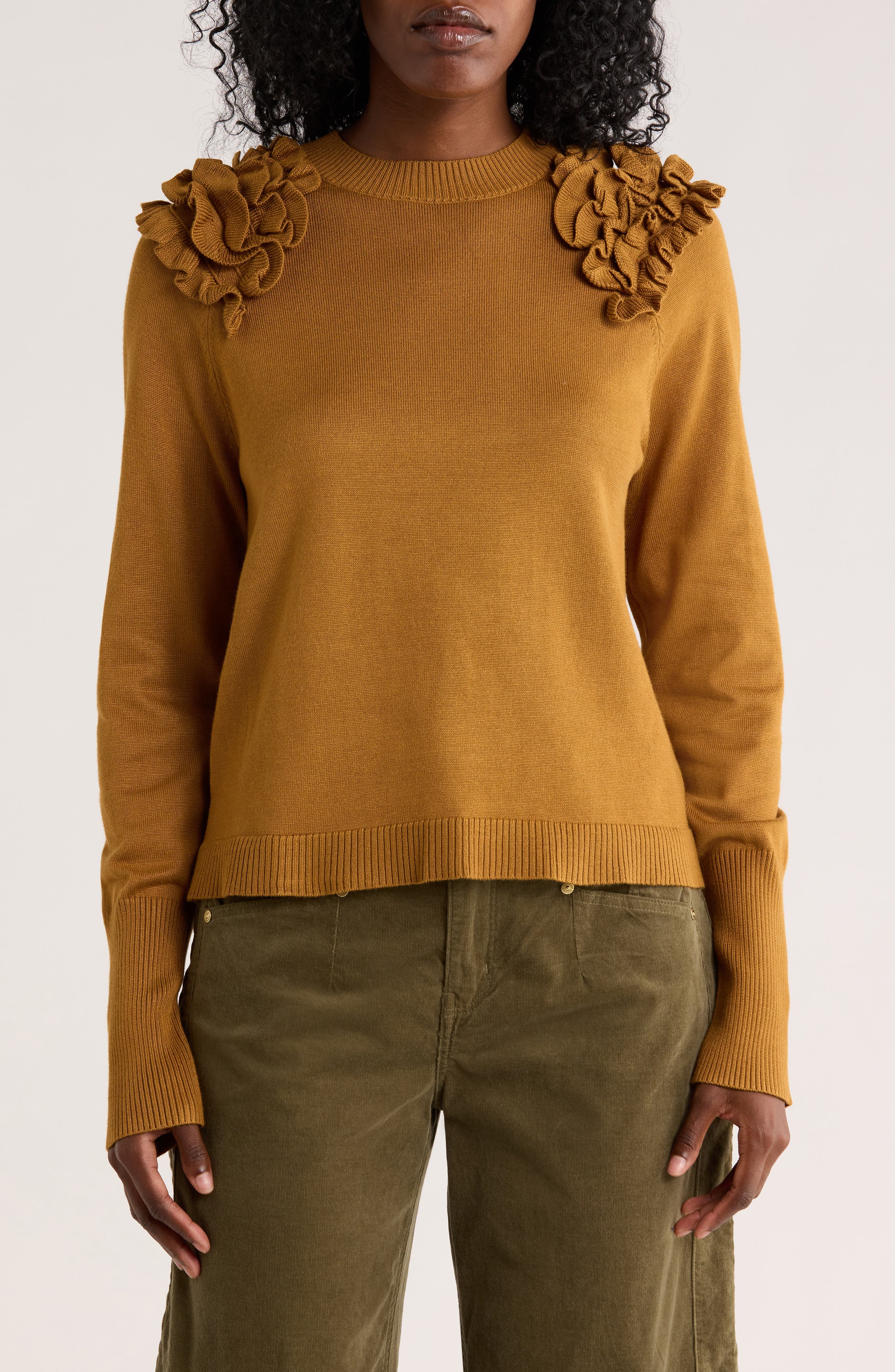 Ruffle Crewneck Sweater - image 3
