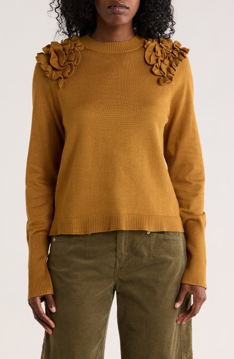Ruffle Crewneck Sweater