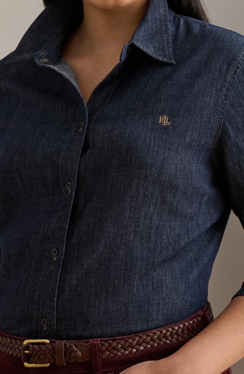 Lauren Ralph Lauren Jamelko Denim Button-Up Shirt, Alternate, color, Rinse