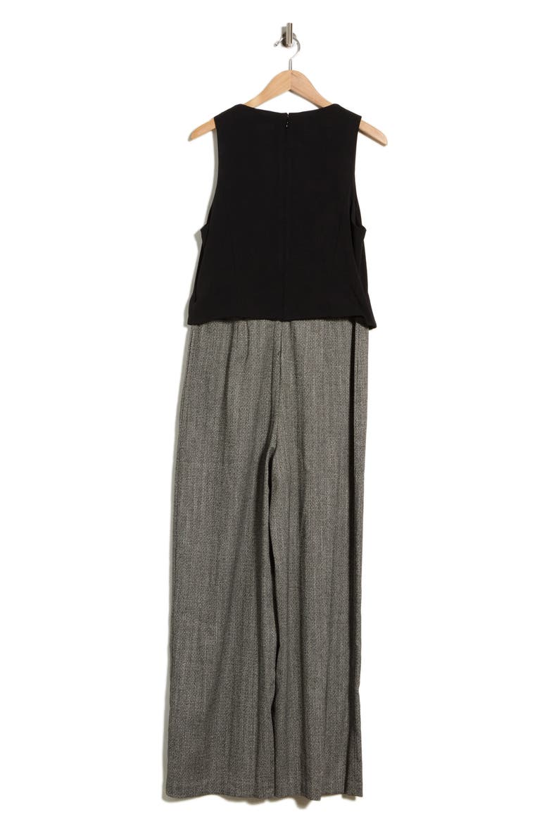 Mixed Media Jumpsuit, Alternate, color, BLACK/ IVORY