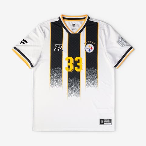 Youth Fanatics White Pittsburgh Steelers Football x Football V-Neck Fan Top