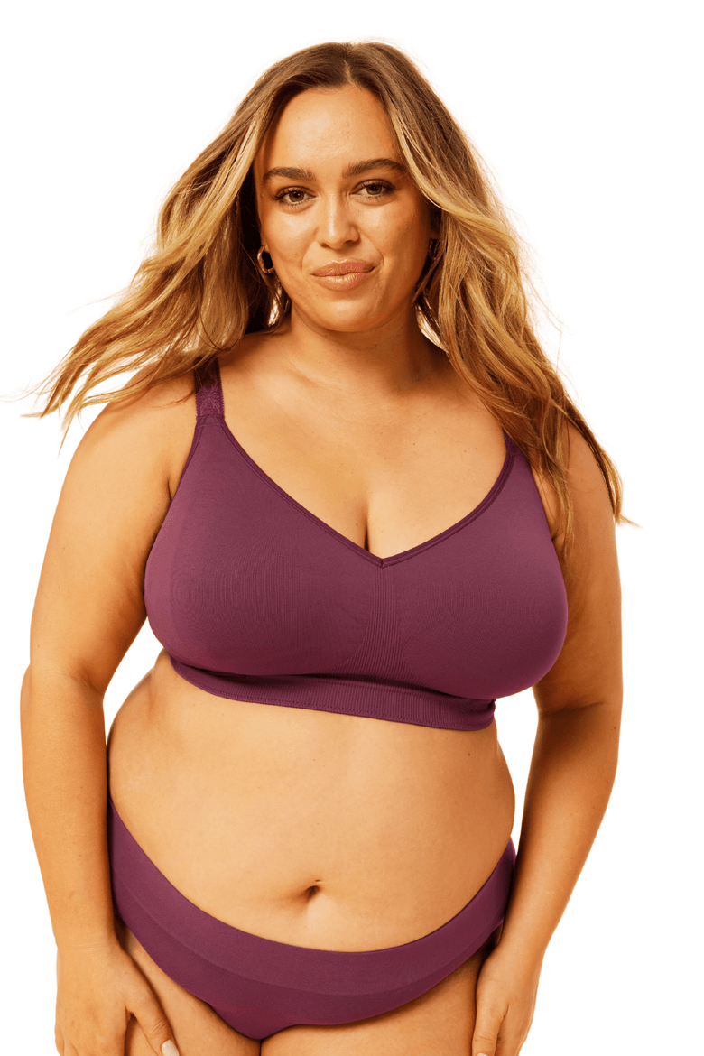 Basic Fuller Bust Wire-Free Bra, Alternate, color, Plum