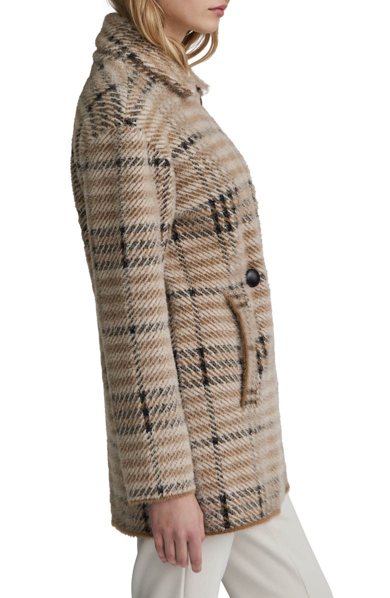 NVLT Eyelash Bold Check Longline Coat, Alternate, color, Natural
