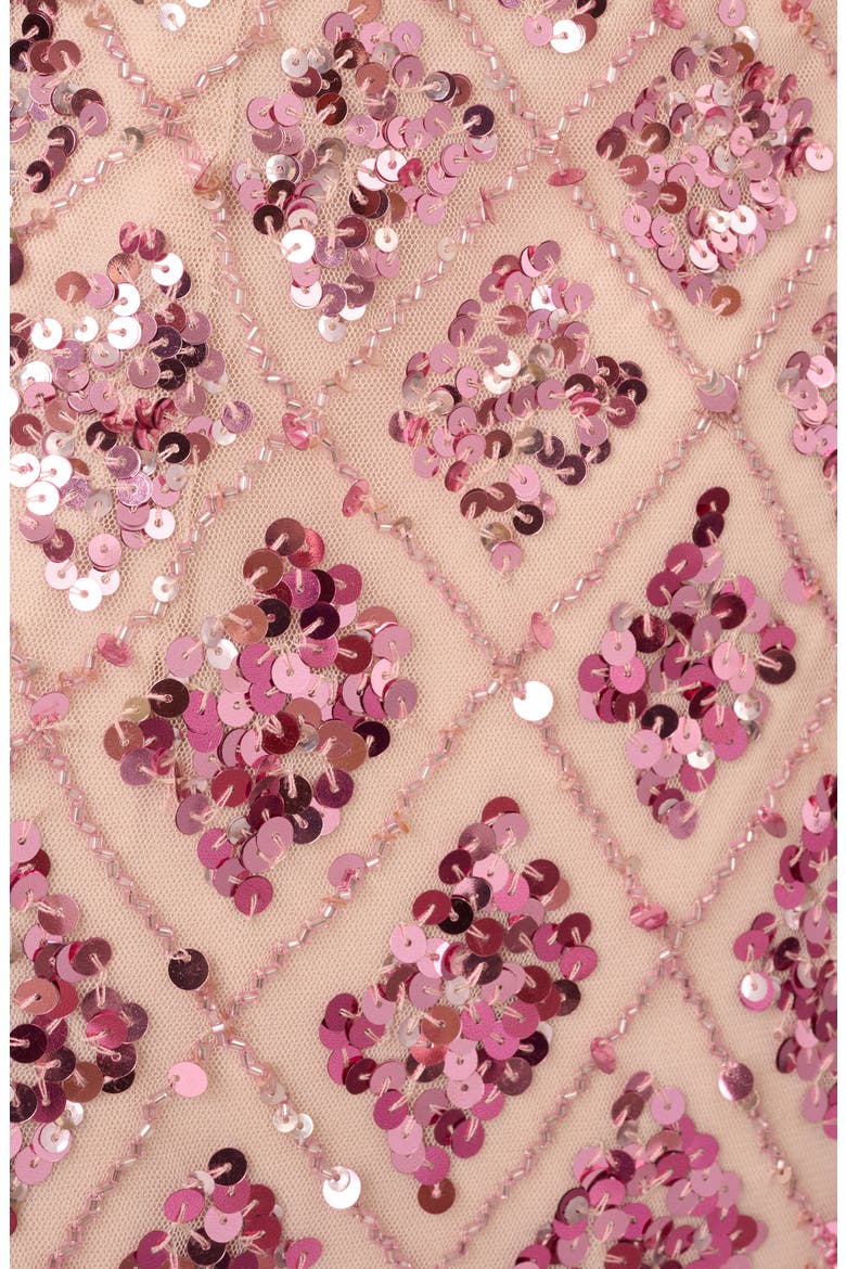 Embellished Mesh Column Gown, Alternate, color, PINK MULTI