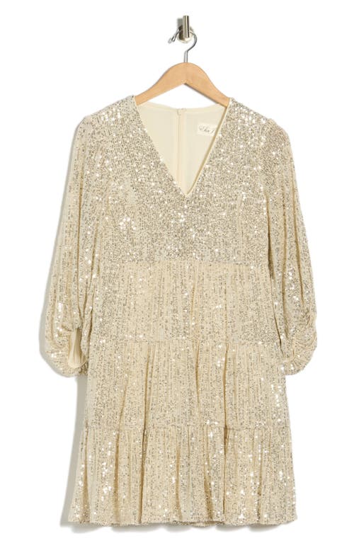Eliza J Sequin Tiered Cocktail Dress In Metallic