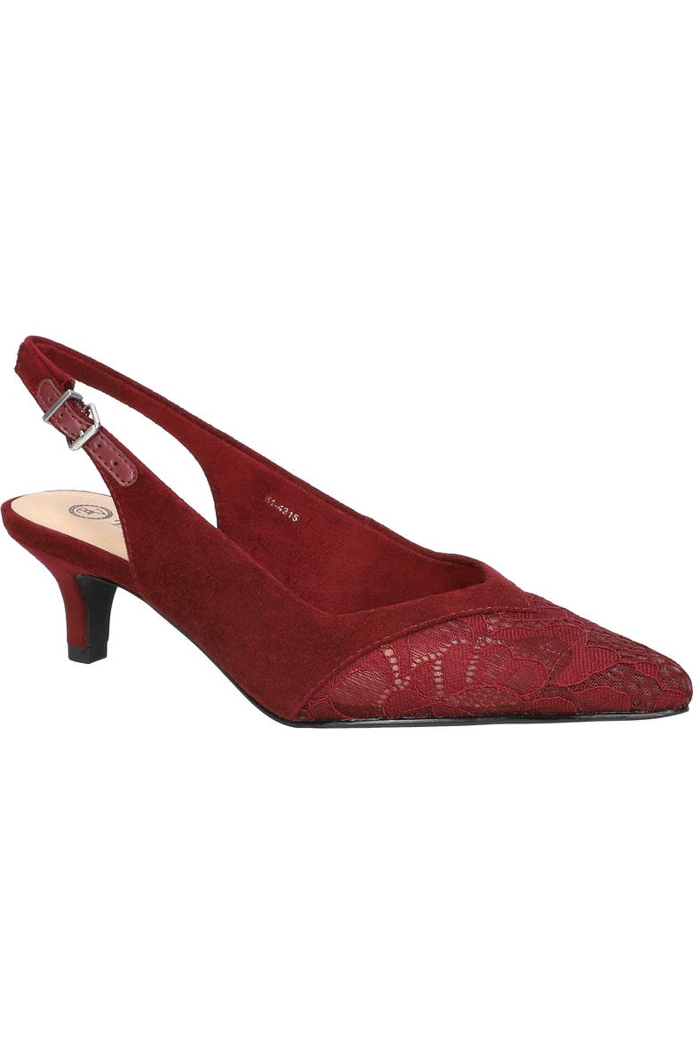 Bella Vita Marquette Slingback Kitten Heel Pump, Main, color, Burgundy Suede