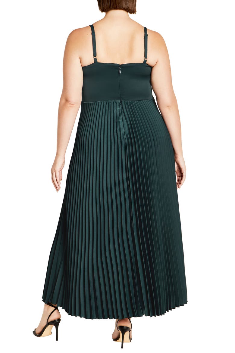 Ariana Pleat Dress, Alternate, color, EMERALD