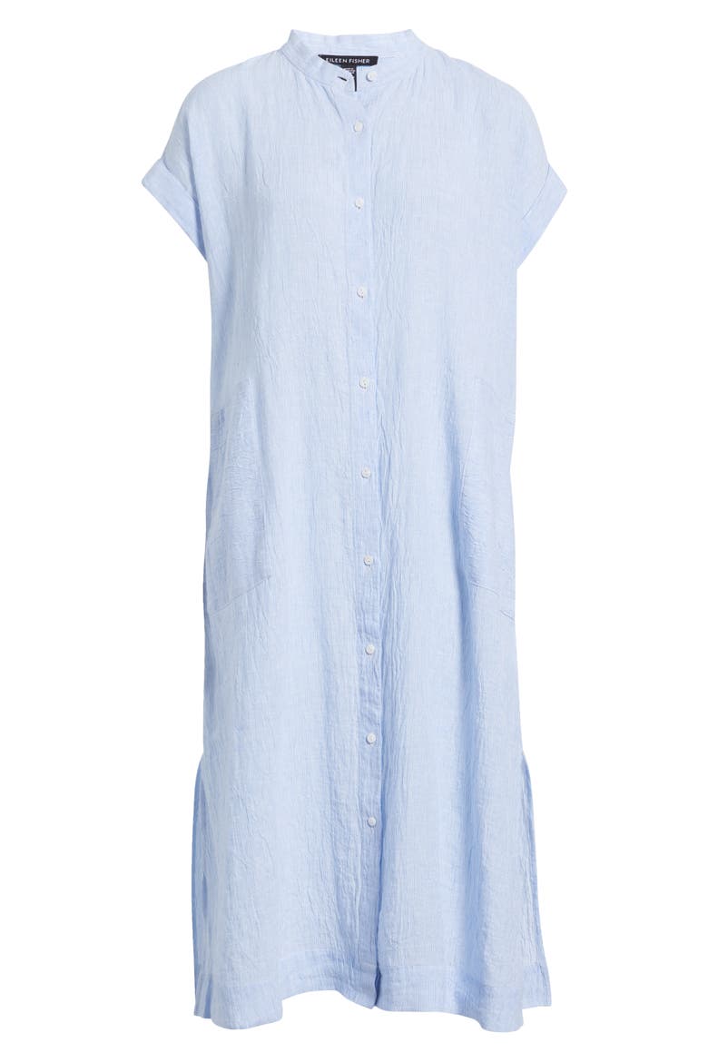 Short Sleeve Organic Linen Shift Dress, Alternate, color, ULTRAMARINE