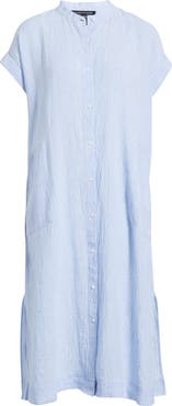 Eileen Fisher Short Sleeve Organic Linen Shift Dress