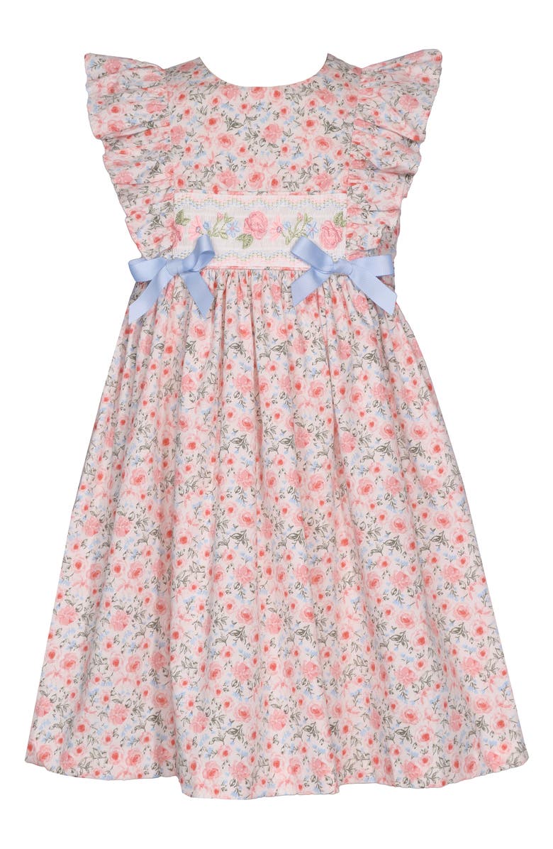 Iris & Ivy Kids' Pinafore Ruffle Cotton Poplin Party Dress, Main, color, 