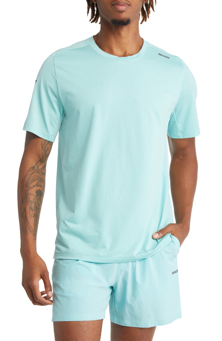BRADY Run Short Sleeve T-Shirt, Main, color, Aqua