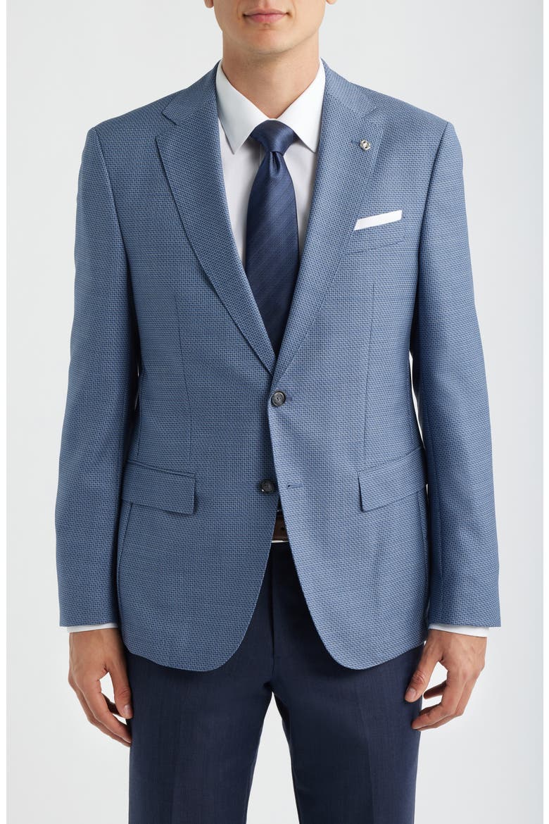 Hutson Slim Fit Medium Blue Textured Virgin Wool Sport Coat, Main, color, BLUE