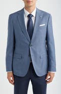 BOSS Hutson Slim Fit Medium Blue Textured Virgin Wool Sport Coat