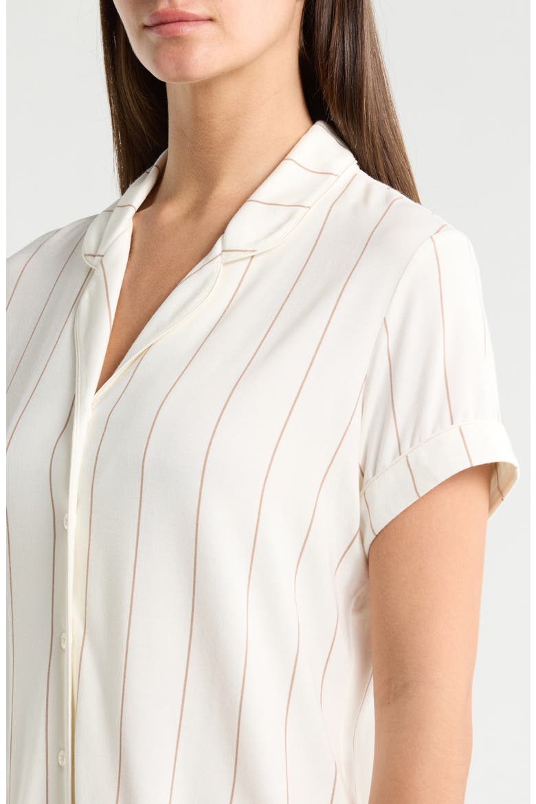 Moonlight Eco Short Pajamas, Alternate, color, IVORY- TAN CALM PINSTRIPE
