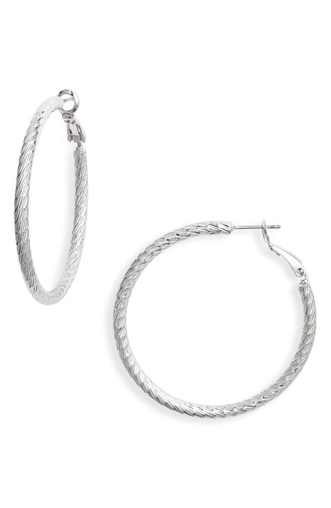Faceted Tube Hoop Earrings