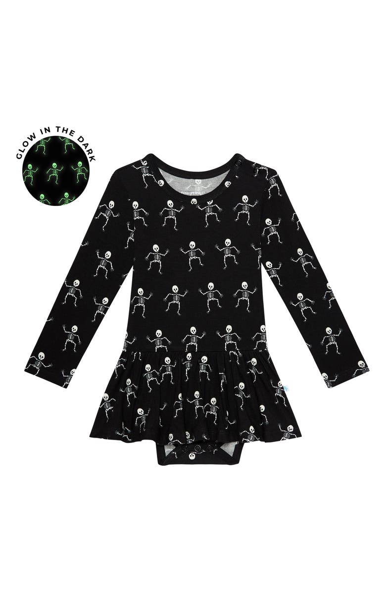 Posh Peanut Kids' Dancing Skelly Long Sleeve Dress, Main, color,