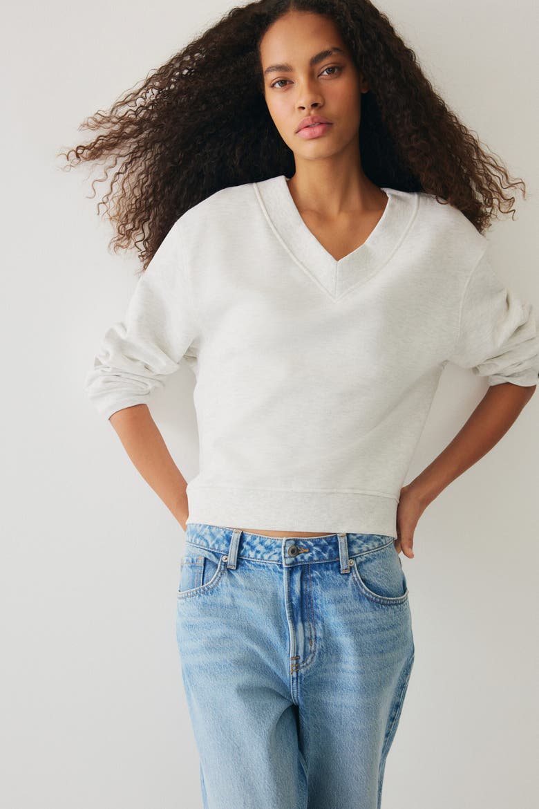 V-neck Sweatshirt, Main, color, Light gray melange