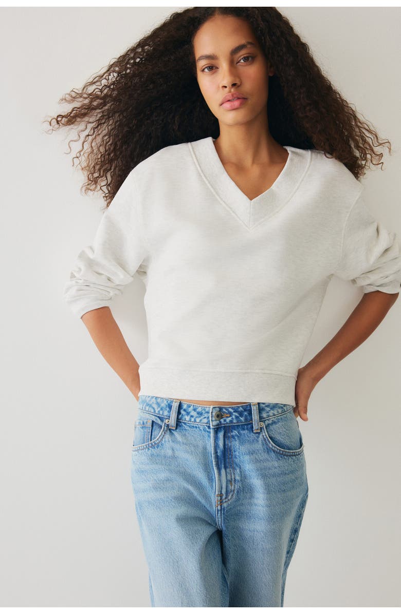 H&M V-neck Sweatshirt, Alternate, color, Light Gray Melange