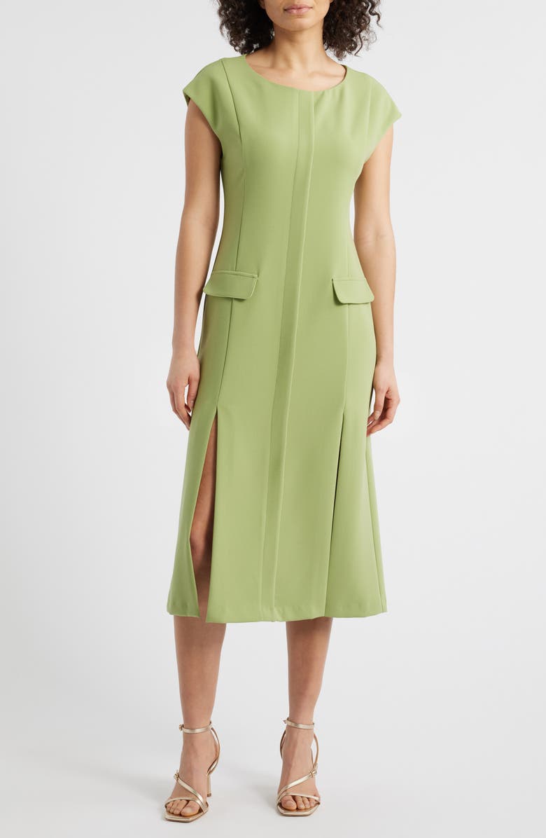 Black Halo Lali Slit Midi Dress, Main, color, Pear