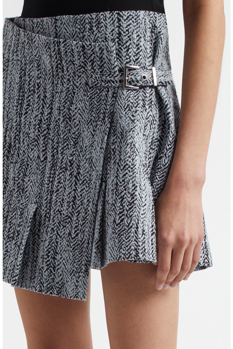 Tweed Cotton Pleated Wrap Miniskirt, Alternate, color, CELESTIAL BLUE