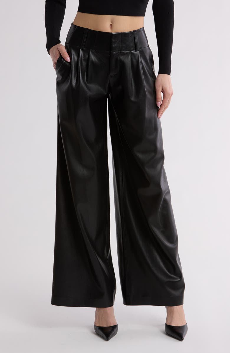 Alice + Olivia Anders Faux Leather Pants, Main, color, 