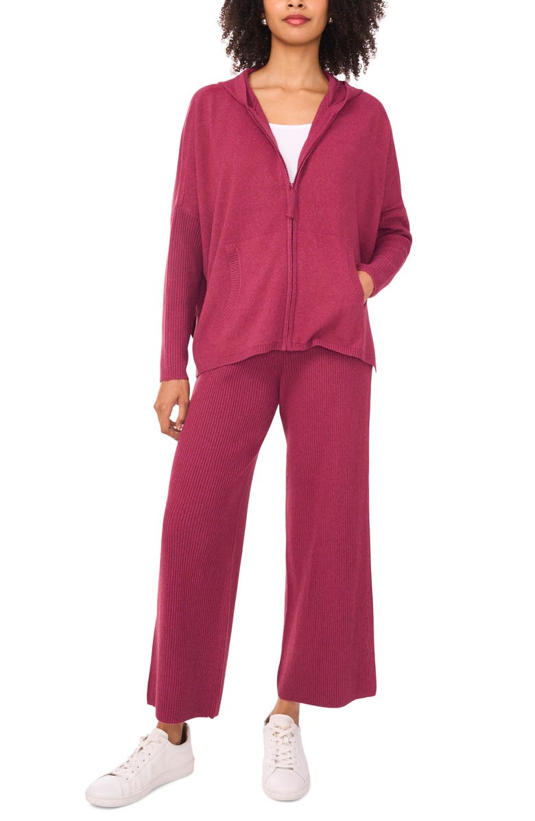 Halogen<sup>®</sup> Rib Knit Hoodie, Alternate, color, Red Wine Heather