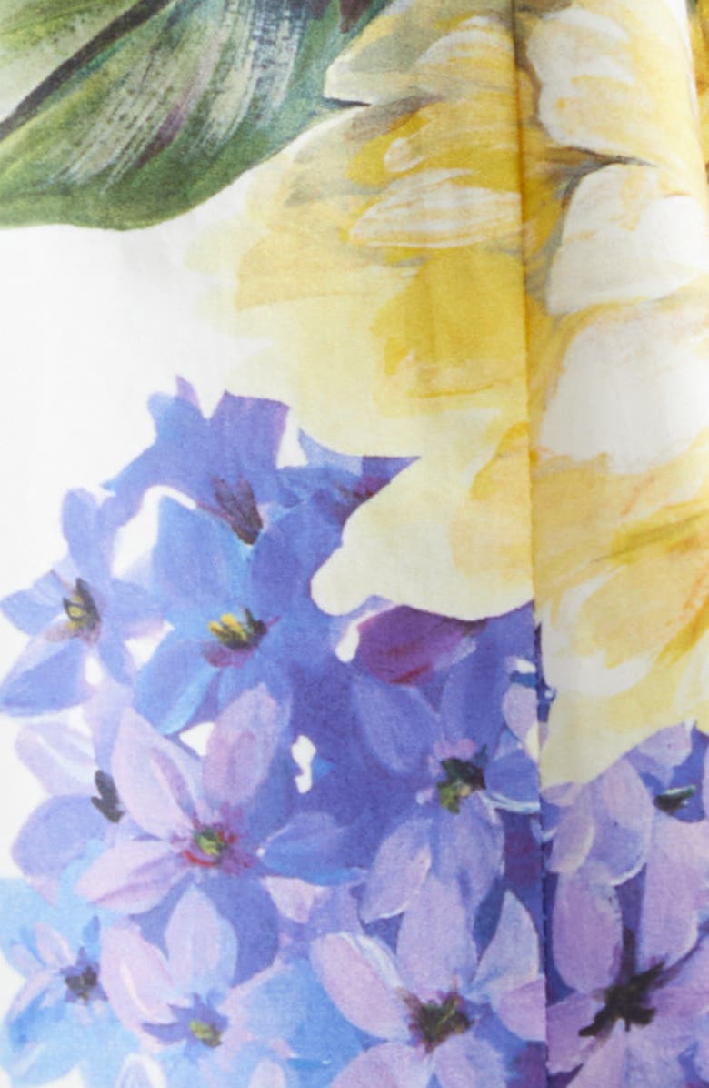 Dolce&Gabbana Garden Floral Print Pleated Cotton Blend Minidress, Alternate, color,