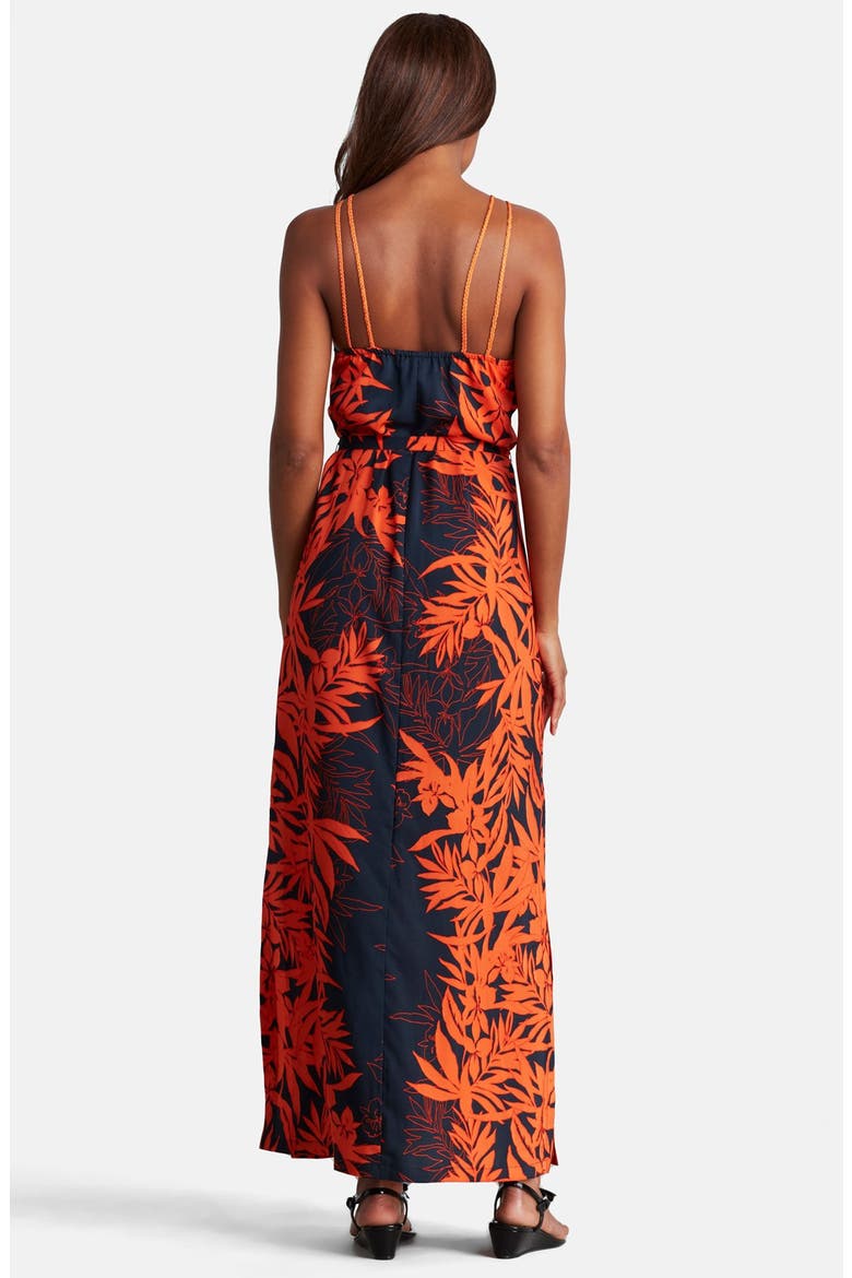 Braided Strap Print Maxi Dress, Alternate, color, CLEMENTINE/ BLUE DUSK