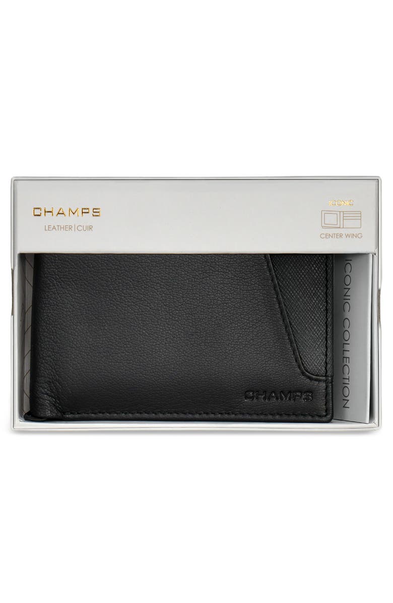 CHAMPS Iconic ID Flap Leather Bifold Wallet, Alternate, color, Black/ Black