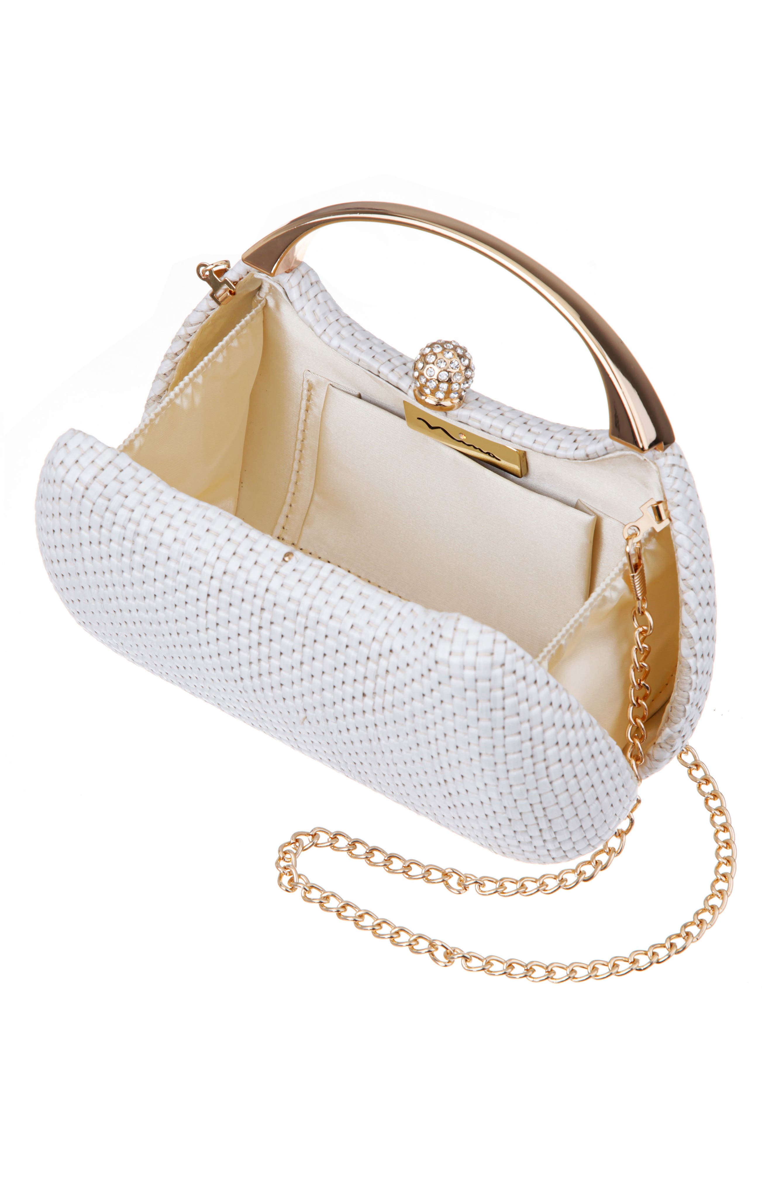 Nina Brando Frame Clutch, Alternate, color, White
