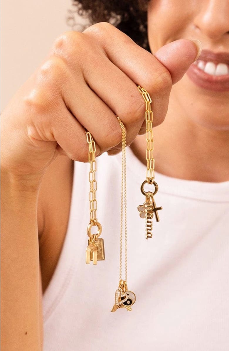 MADE BY MARY Pear CZ Charm, Alternate, color, Gold Vermeil