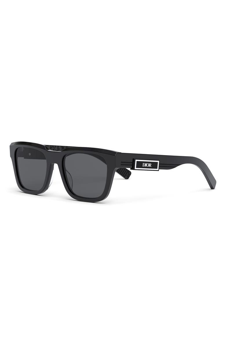 DIOR 'DiorB23 S1I 53mm Rectangular Sunglasses, Alternate, color, Shiny Black / Smoke
