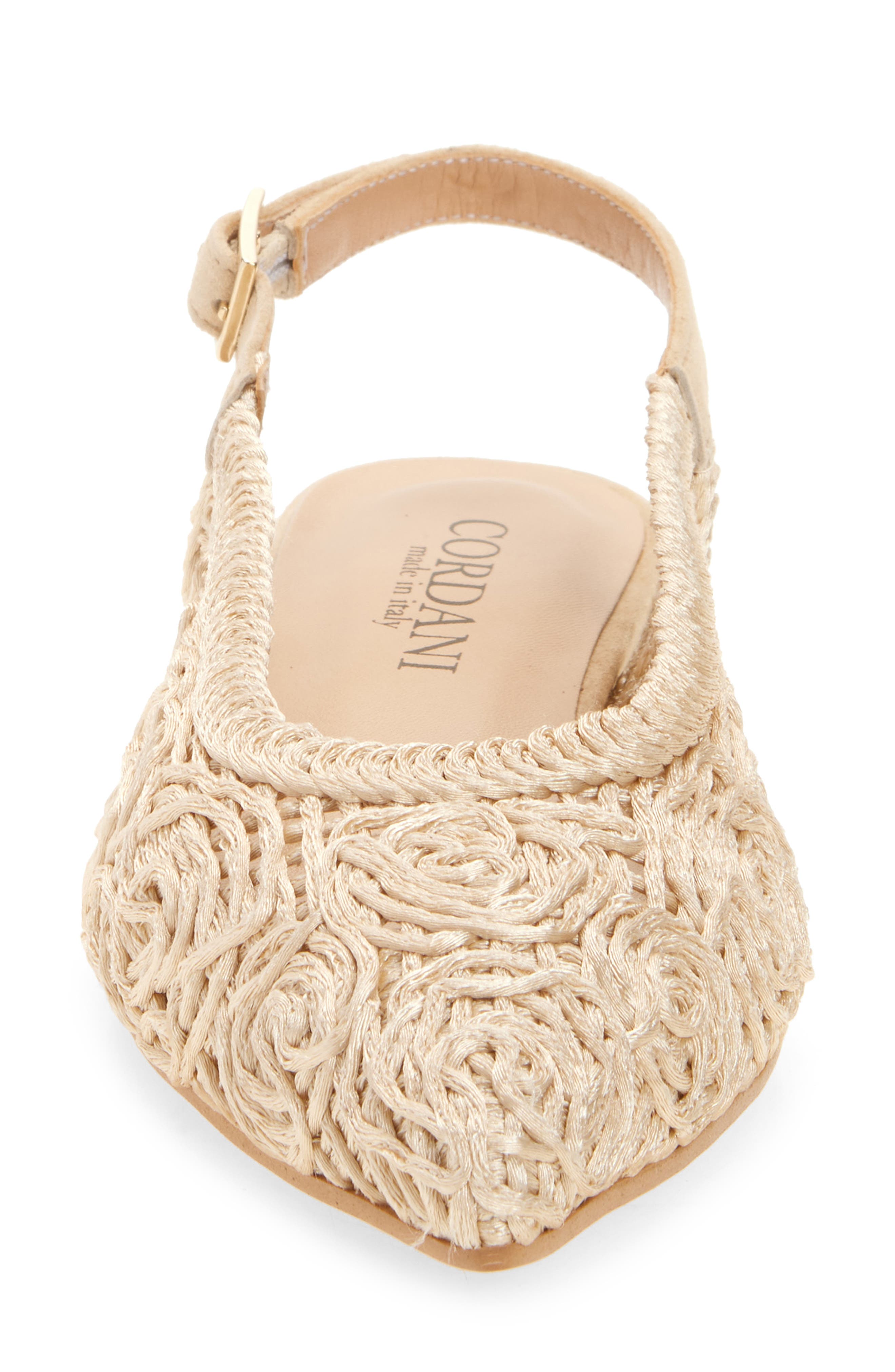 Cordani Nika Slingback Woven Raffia Flat, Alternate, color, Beige