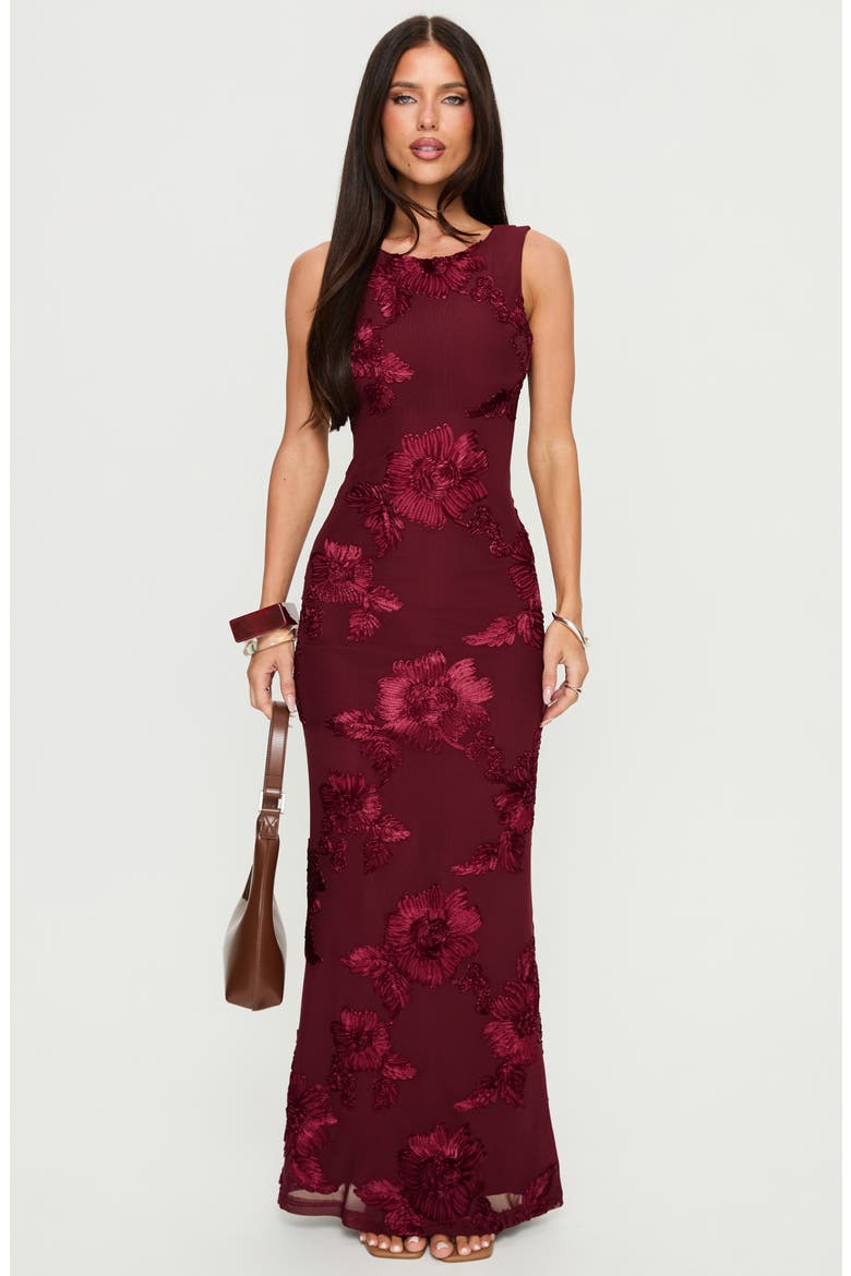 Fionna Floral Sleeveless Maxi Dress, Alternate, color, BURGUNDY