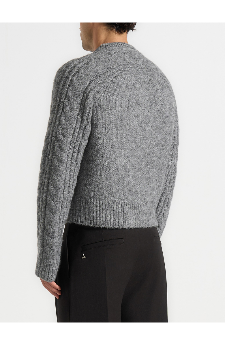 Manière De Voir Gaby Speckled Cable Knit Zip Cardigan, Alternate, color, Grey